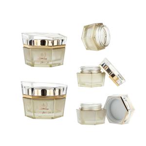 Quality Luxury 30g Cosmetic Jar Packaging Skincare Hexagonal Glass Jars wholesale