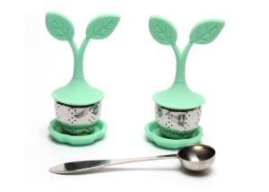 Quality Silicone Sprout Hot Tea Bag Strainer With Basket Fine Hole Mesh SGS hot tea strainer wholesale