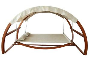 Quality Outdoor Furniture 325cm Length Wooden Garden Hammock Polyester Awning Double wholesale