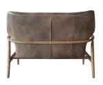Retro Vintage Leather Sofas With Wood Frame Arms And Legs