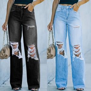 Quality custom jeans pant straight fit Pants for Women wholesale