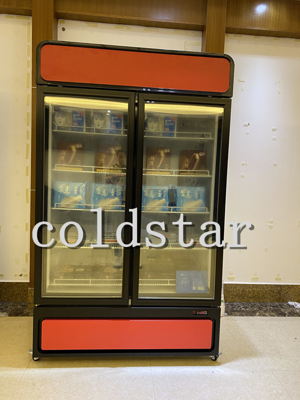 upright glass door commercial supermarket refrigerator equipment frozen food display showcase freezer