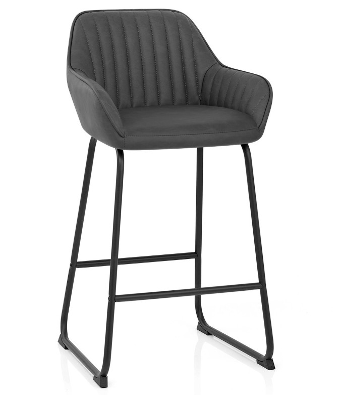 Retro Color Grey Bar Stool Chairs 53x41x92cm High Back Sturdy For Kitchen