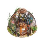 Wooden DIY Miniature Dollhouse With Furniture Gardening Tool LED Light Battery