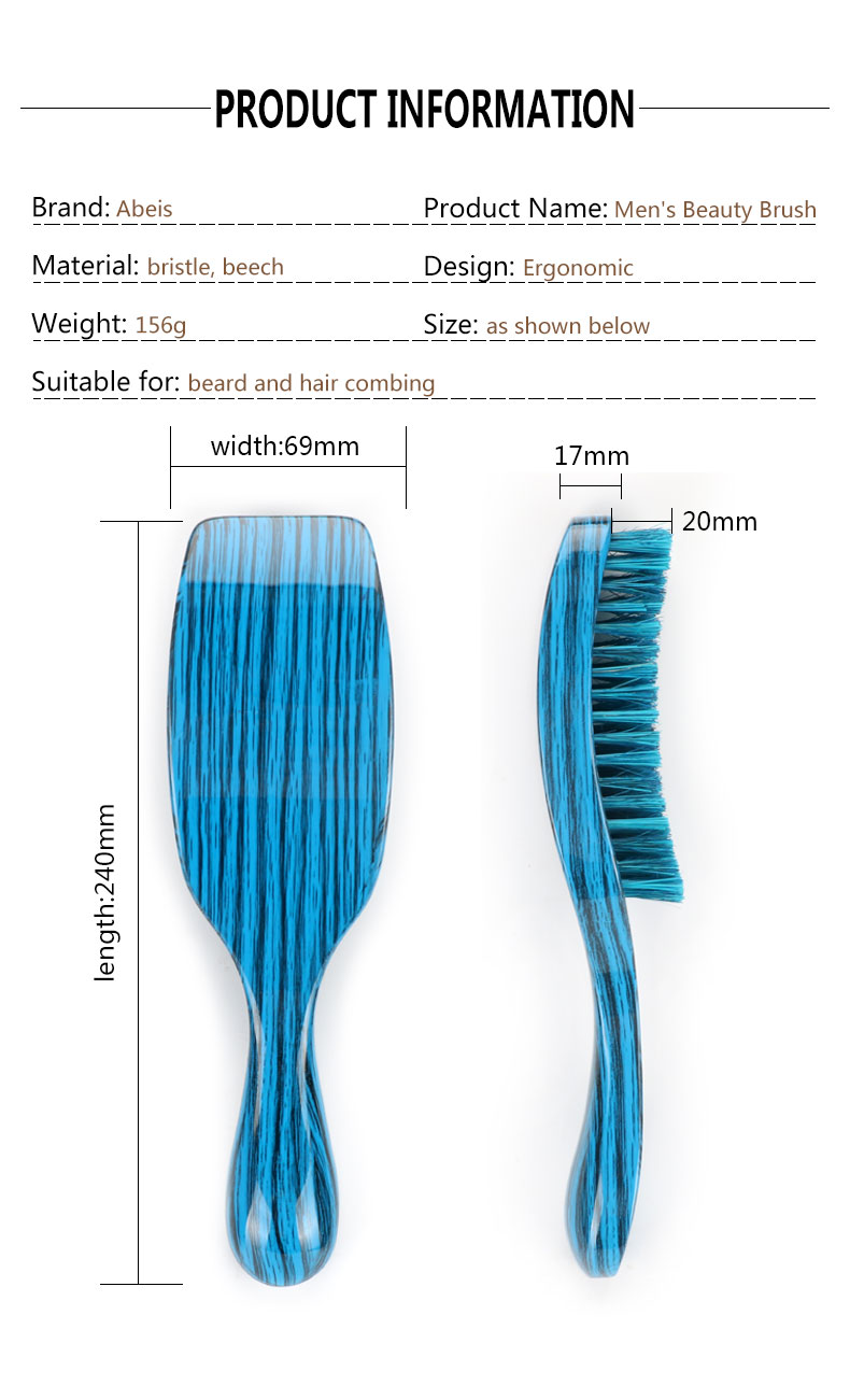 Custom Soft Red Boar Bristle 360 Curved Wave Brush Long Handle For Hair Style