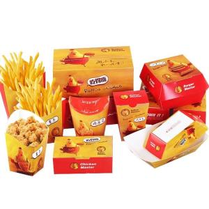 Quality Yason Printed Fast Food Paper Box Takeaway Food Containers For Hamburger Chips Packaging wholesale