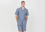 Custom Printed Mens Luxury Sleepwear Chambray Short Sleeve Button Through Shirt