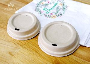 Quality White / Nature Color Disposable Lids 100 Percent Biodegradable Bagasse Pulp wholesale