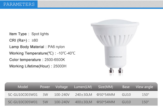 LED gu10 5w spotlight SMD 2835 led lamp factory