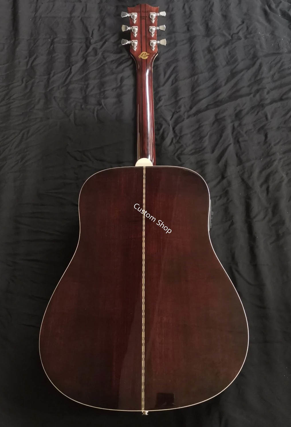Custom Grand 41 inch Dreadnought Acoustic Guitar in Dark Brown Finish Flamed Maple Back & Sides