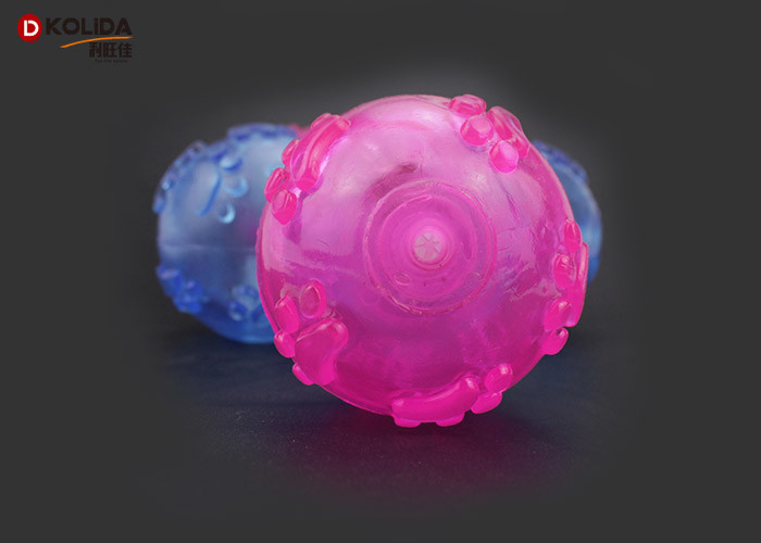 Elastic Light Up Balls Pink / Blue Color Rubber Material For Dog / Cat Molar