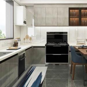 Quality 18mm MDF Metallic Lacquer Double Sink Island Cabinets Kitchen Stainless Steel wholesale