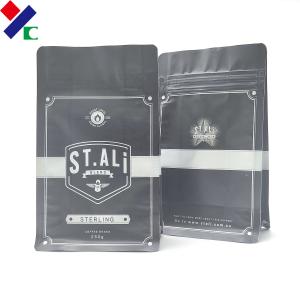 Quality 250g Front Zipper Black Kraft Paper Coffee Bean Packaging Bag wholesale