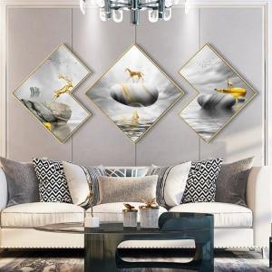 Quality Aluminum Frame Crystal Porcelain Painting Wall Art Japanese Style For Living Room Decor wholesale