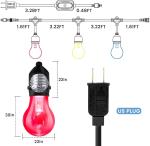 48ft 15 Bulbs Rgb Backyard Dimmable Outdoor Bulb String Lights