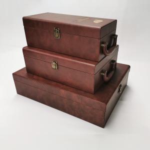 Quality Luxury Personalized PU Leather 500ml 750ml Champagne Gift Boxes With Handle wholesale