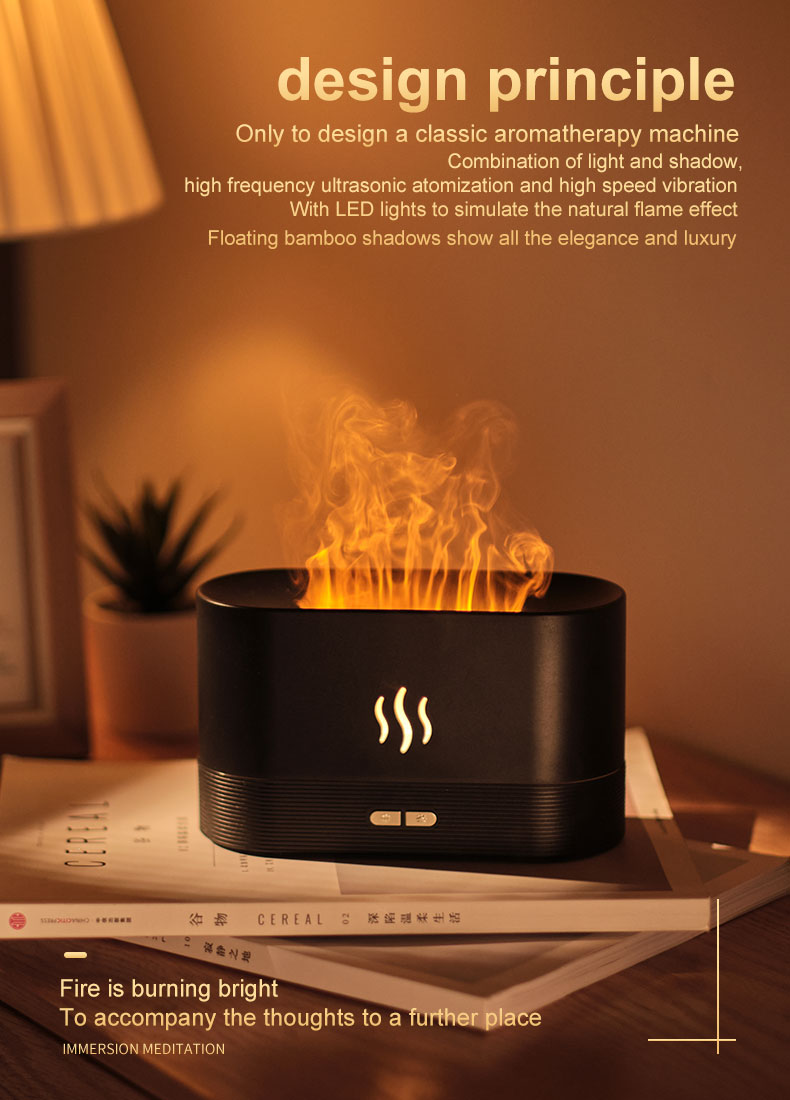 Homefish 2022 Newest Fire Diffuser Ultrasonic 180ml Oil Diffus Essenti Oil Aroma Diffuser Humidifier Flam