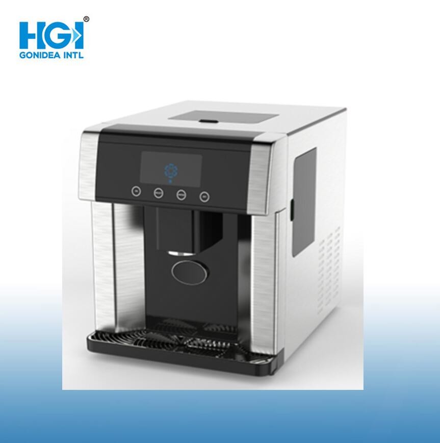 LCD Touch Portable Black Countertop Mini Ice Maker Stainless Steel Body