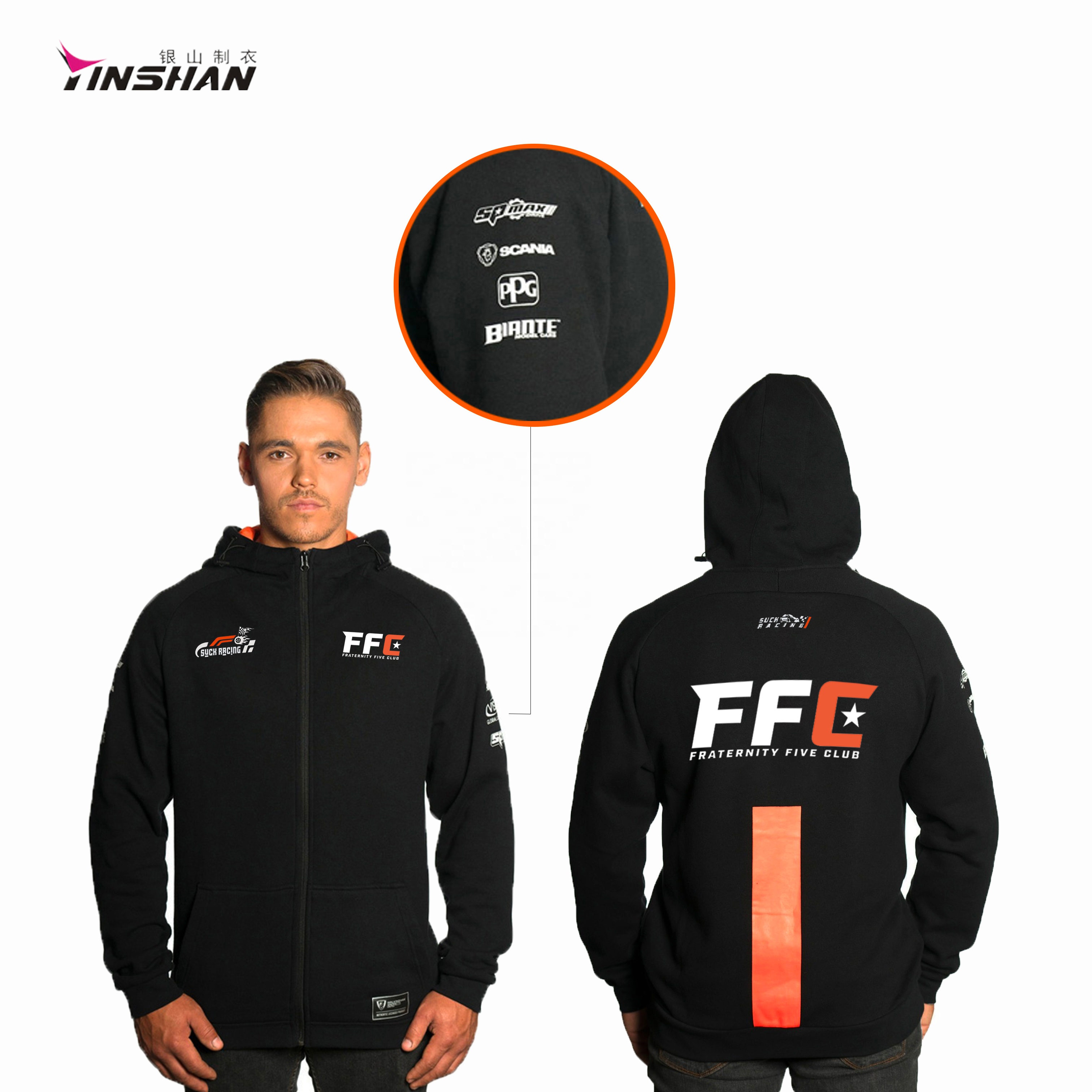 Print Full Zipper Up Motor Cross Pit Shirt Custom Sportswear Mens Hoodies Long Sleeve