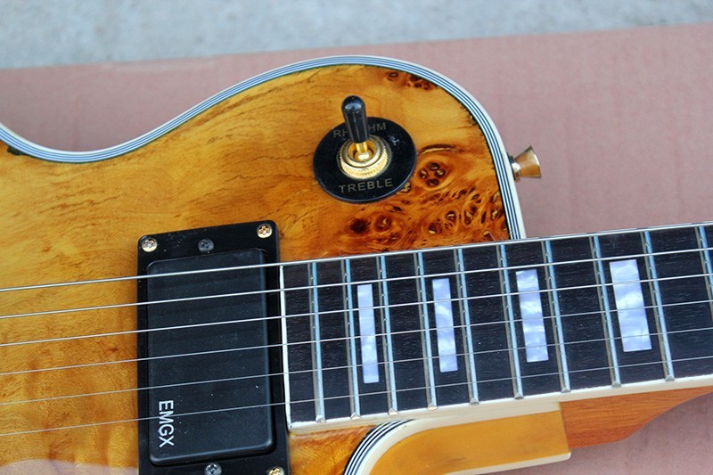 Custmosized Yellow Brown Electric Guitar with EMG Pickups Musical Instruments Sales