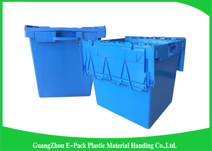 Moving Crate Plastic Attached Lid Containers for Tool , Easy To Clean 75*57*62.5CM