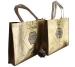 Nonwoven Reusable Shopping Bags Shining Glold Coated Button Closure