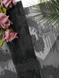 Quality Black Metallic Lurex Geometric Line Silver Embroidered Lace Fabric wholesale