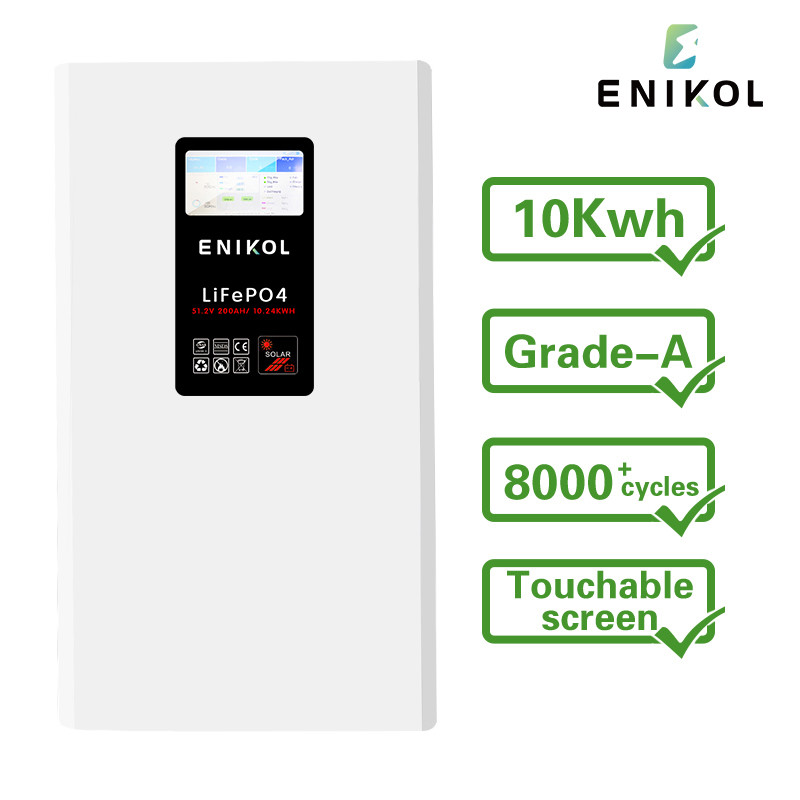 48V 10kWh LiFePO4 Solar Battery Black Acrylic Sheet 7-Inch Touchable Screen