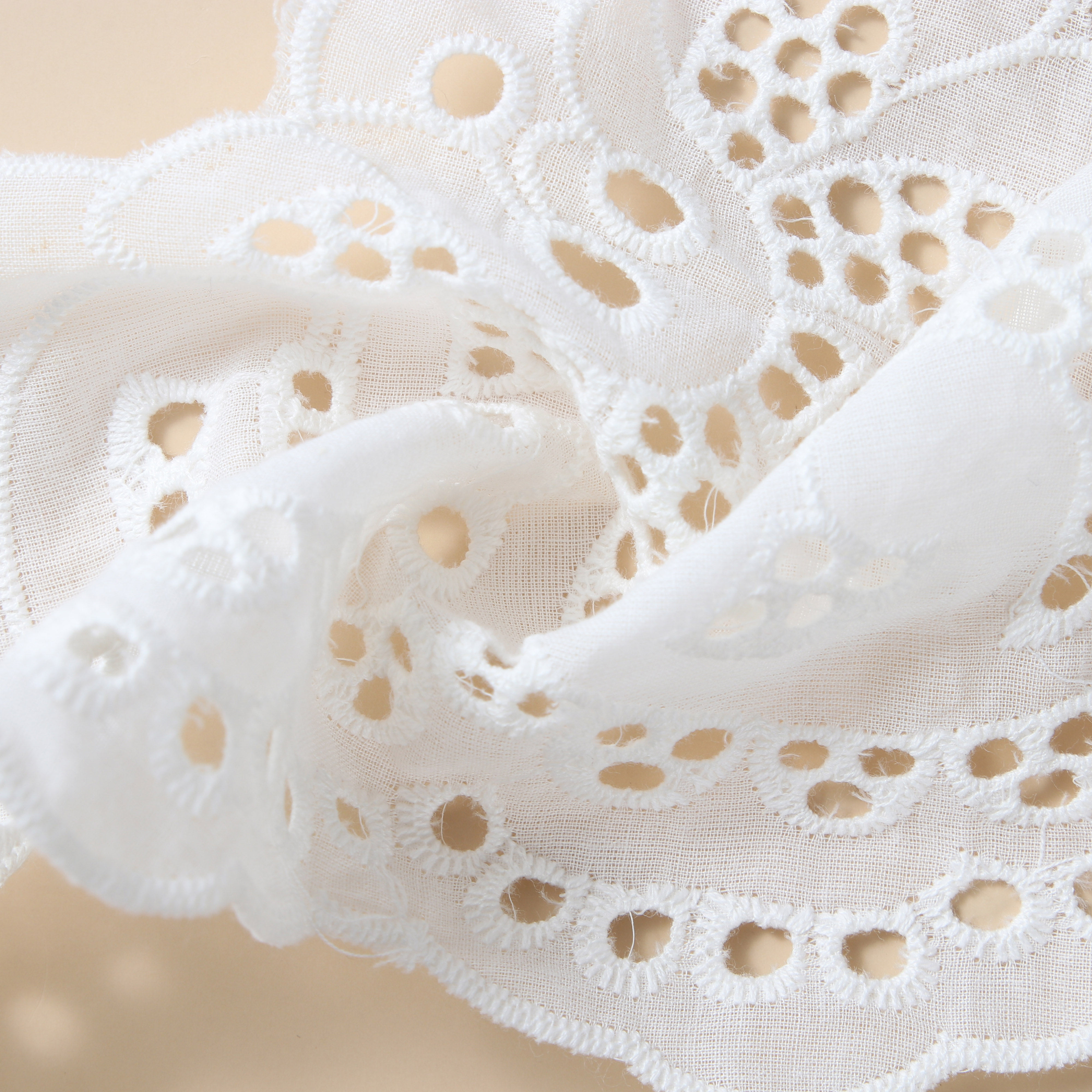 Dress Embroidered Lace Fabric Polyester White Embroidery Lace Trim
