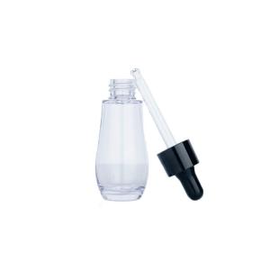 Quality 20/30ml Transparent Glass Clear Cylindrical Bottle With Golden/Black Drop For Cosmetic Glass Bottles wholesale