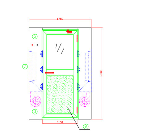 Automatic Blowing Stainless Steel Air Shower , Air Jet Shower 1150mm Door Width