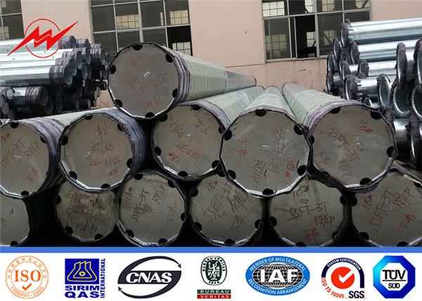 Distribution Steel Tubular Tower Pole / Galvanized Metal Pole For Electric