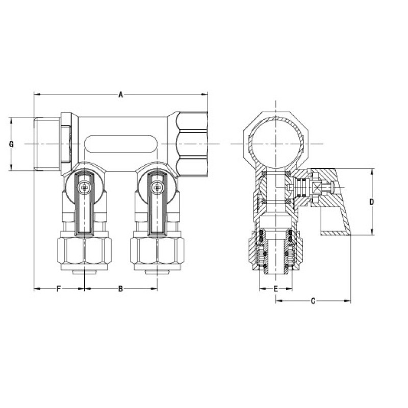 Forged Brass Manifold 3/4 X D16 Sand Blast And Nickel Plated