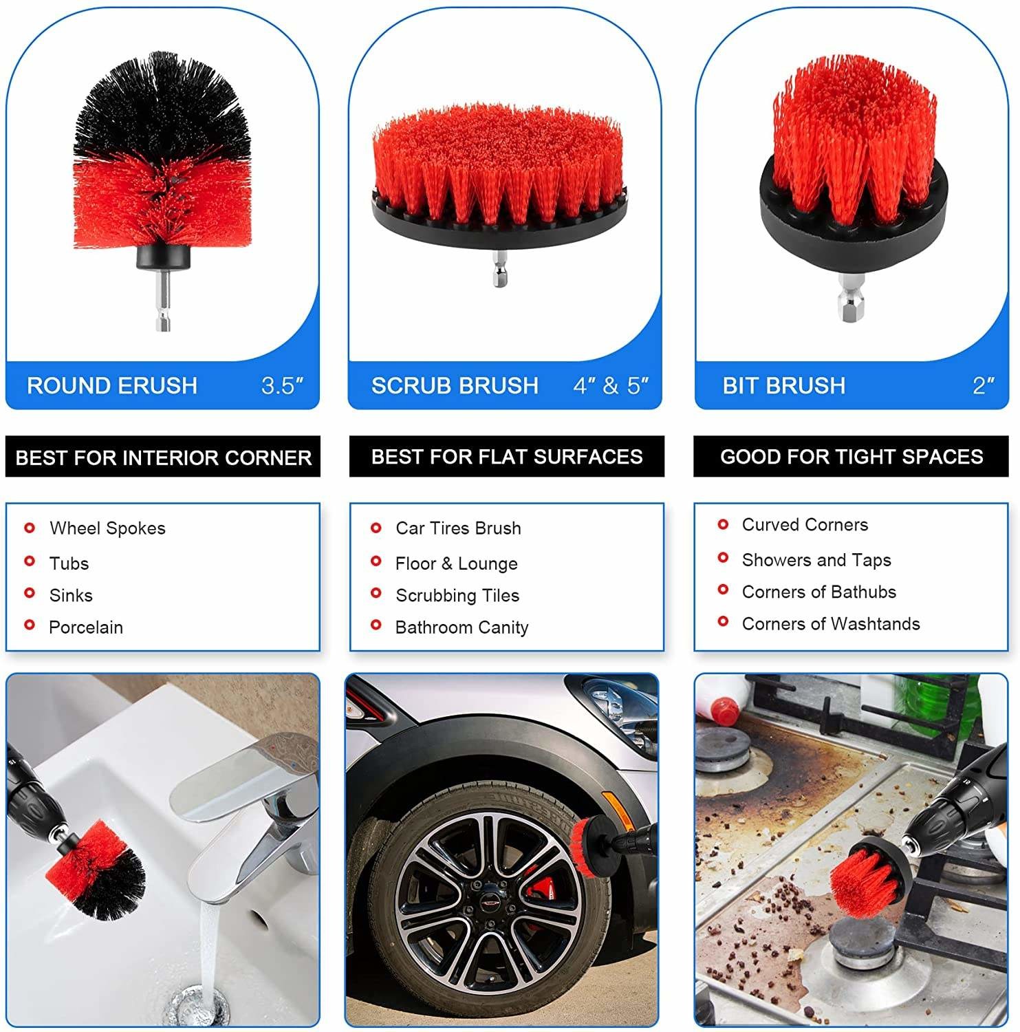 19Pcs Car Detailing Brush Set With Carry Bag All Purpose Clean For Cleaning Interior, Exterior