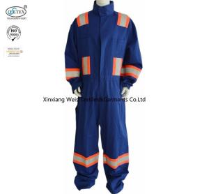 Quality Blue Cotton Fr Reflective Coveralls / Flame Resistant Insulated Coveralls wholesale