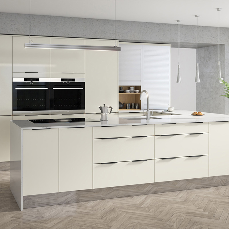 Customized Waterproof Modern Luxury Kitchen Cabinet with Eased Edge Countertop Edging