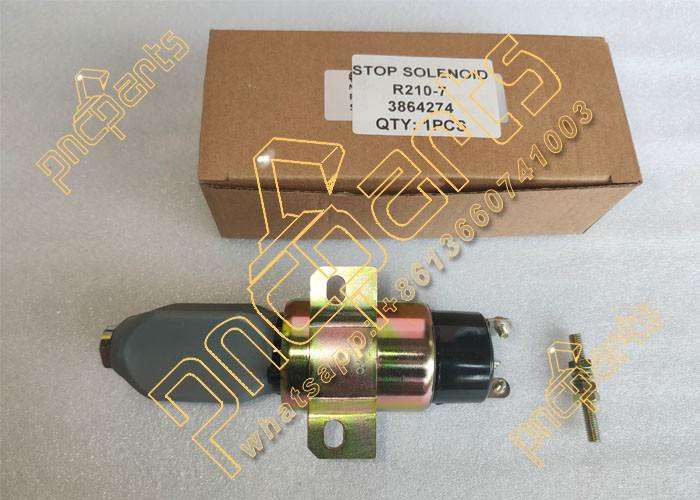 R210-7 Stop Solenoid 3864274 24V Hyundai Fuel Shutoff Valve 1751ES-24E7U1B1S5