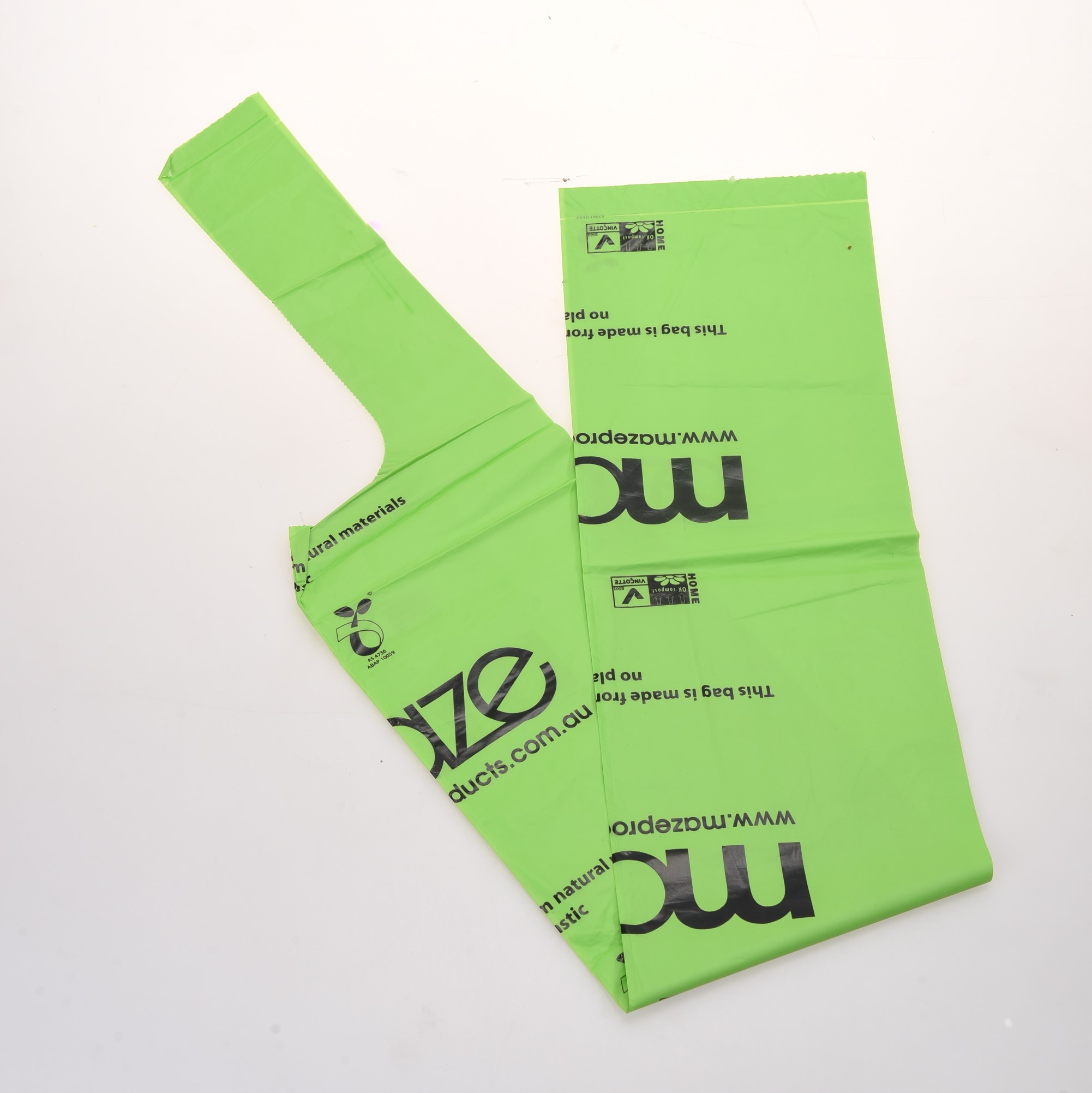 Green Living Biodegradable Vest Compostable T Shirt Bagsf 40% Biosource Corn Starch Plastic