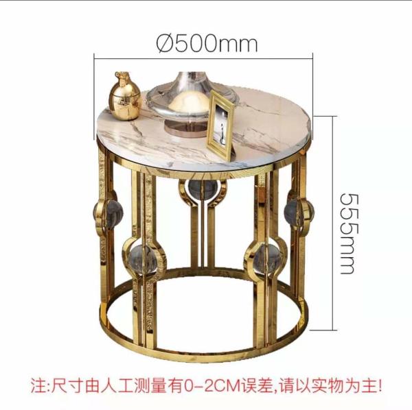 Gold Plated Stainless Steel Marble Side Table Light Luxury Metal Crystal Ball