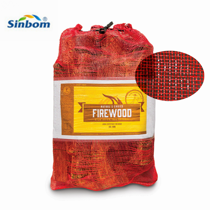 ISO Certified Food Grade Plastic Tubular Onion Leno Net Raschel Firewood Bag with Drawstring