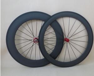 Quality 2014 hot sale special assemble 700c carbon wheelset 60mm+88mm 23mm clinche for road bike wholesale