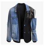 Winter Waterproof Mesh Jacket Denim Detachable Half Ladies Sheath Top Blazers