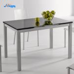 Customizable 170cm Length Glass Top Dining Table Heat Resistant With Iron Legs