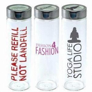 Quality Colorful Single-wall Glass Water Bottles, Various Designs are Available, High Quality wholesale