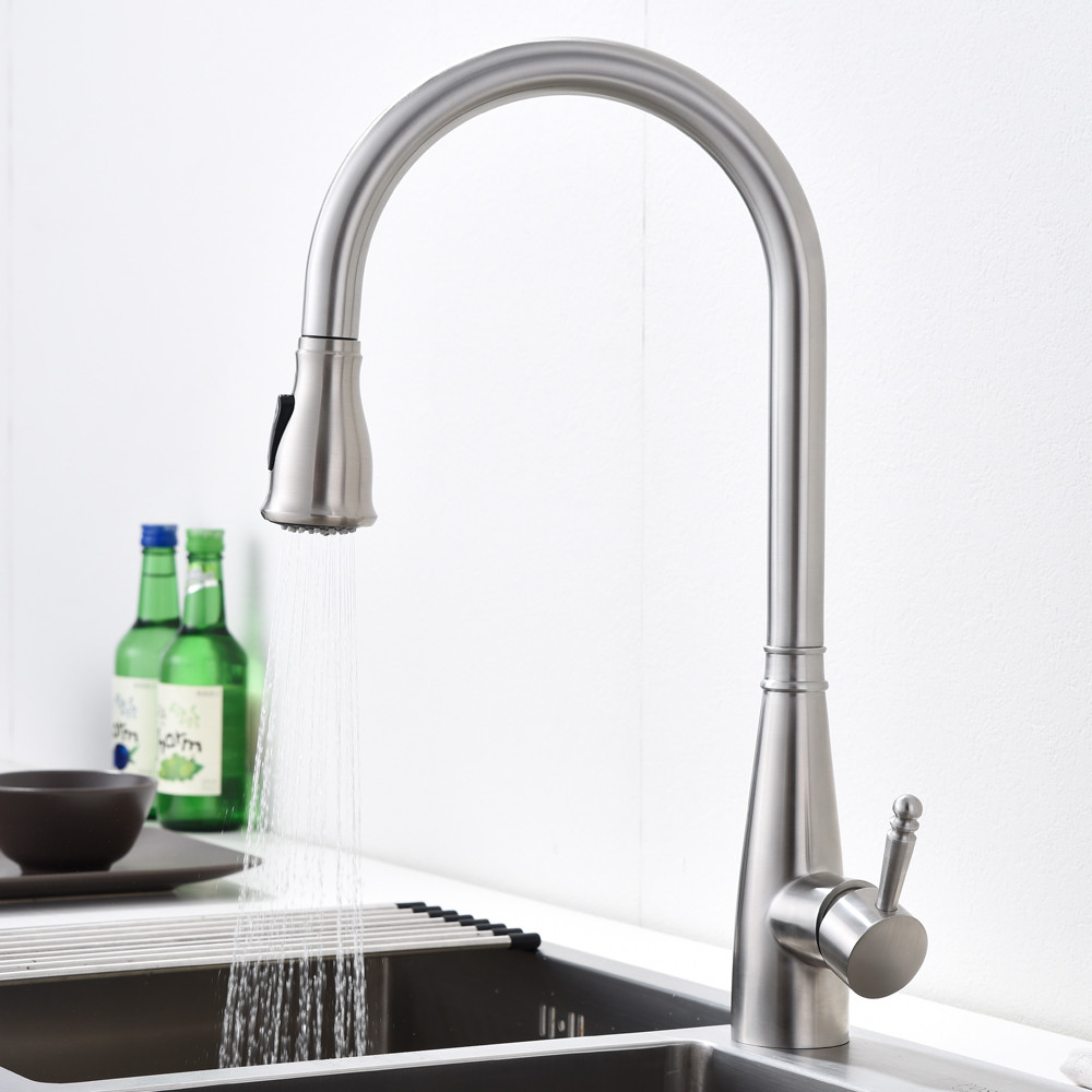 Motion Activated Pull Down Kitchen Faucet 18/10 Stainless Steel Rotatable Kitchen Tap