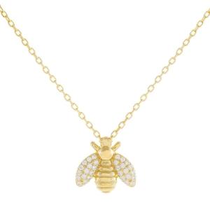 Quality Fashion 18K Gold Plated Bee Pendant Necklace Handmade By 925 Sterling Silver Jewelry wholesale