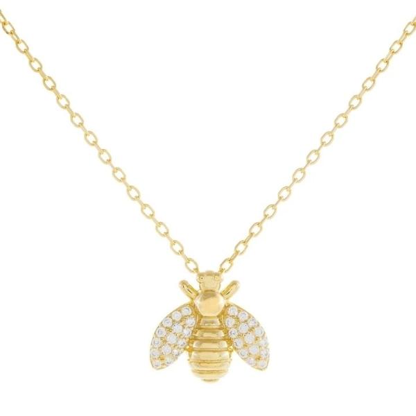 Fashion 18K Gold Plated Bee Pendant Necklace Handmade By 925 Sterling Silver