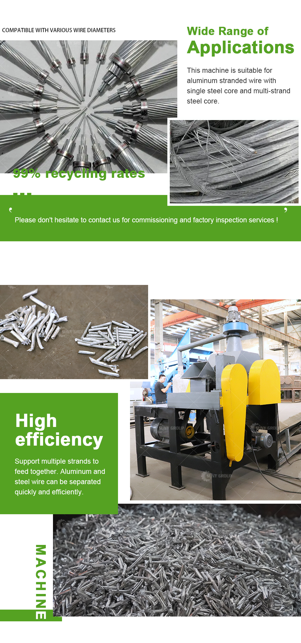 Hit 100 ACSR Wire Recycling Machine for Aluminum Conductor Steel Reinforced Recycling