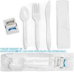 Individually Wrapped Plastic Cutlery Set With Napkin + Salt & Pepper Packets In
