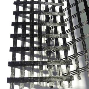 Quality Road Construction Geogrid 50kn Tensile Strength 80-80 PET for Roadbed Solidification wholesale